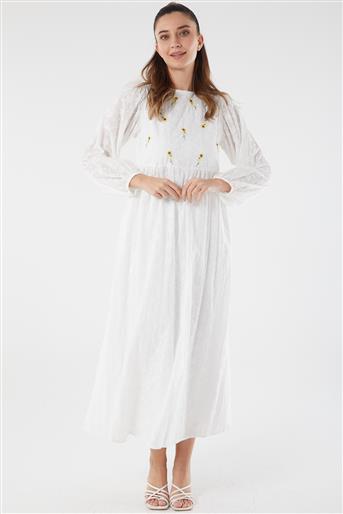 KY-B23-83017-02 فستان-بصرية الأبيض