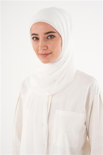 Büyük Hijab Boneli Şifon Şal-Optik Beyaz 810003-175