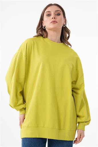 Oversize Basic Fıstık Yeşili Sweatshirt