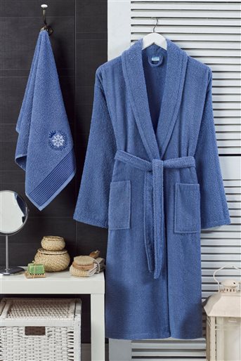 bathrobe-Navy Blue BRN-2-17