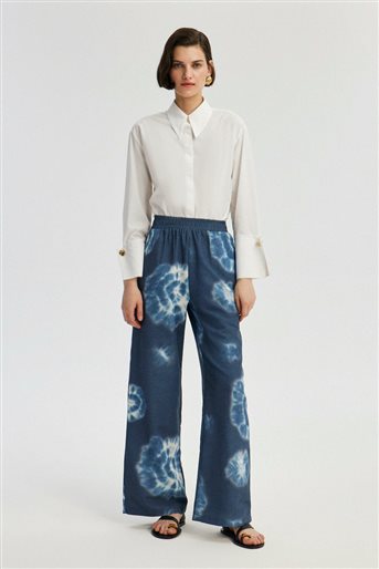 Batik Desenli Pantolon-Mavi 24Y1T0055-123