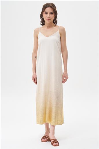 Yaldızlı Askılı Elbise-Gold 31775-93