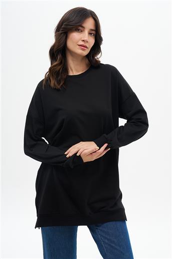 Bisiklet Yaka Siyah Oversize Tunik 