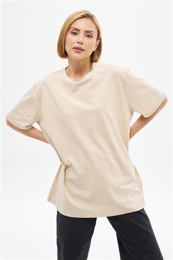 Oversize T-Shirt-Bej VV-B24-TSH01-11