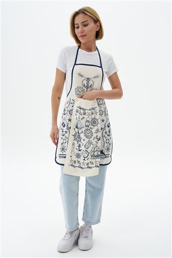 Kitchen Apron-Navy Blue Cream ÖNLK-4459-468