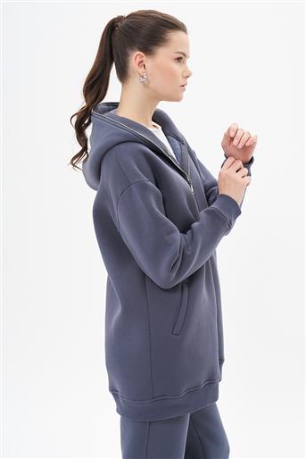 Üç İplik Oversize Antrasit Hoodie