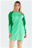 İki İplik Garnili Yeşil Sweatshirt