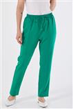 Nervürlü Beli Lastikli Yeşil Pantolon 