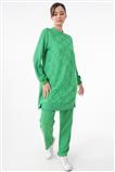 Karma Desen Tunik-Pantolon Benetton Yeşili İkili Takım 