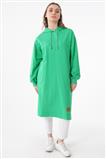 Kapüşonlu Uzun Benetton Yeşili Sweatshirt