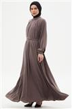 Elbise Reglan Kol Yakası Düğmeli Ve Pile Detaylı-Toprak 330113-R283