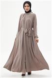 Elbise Reglan Kol Yakası Düğmeli Ve Pile Detaylı-Vizon 330113-R291