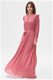 Yoğun Piliseli Elbise-Pembe N-3071-42