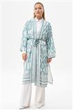 Etnik Desenli Mint Kimono