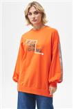 Yazı Baskılı Oranj Oversize Sweatshirt