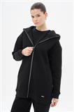 Üç İplik Oversize Siyah Hoodie