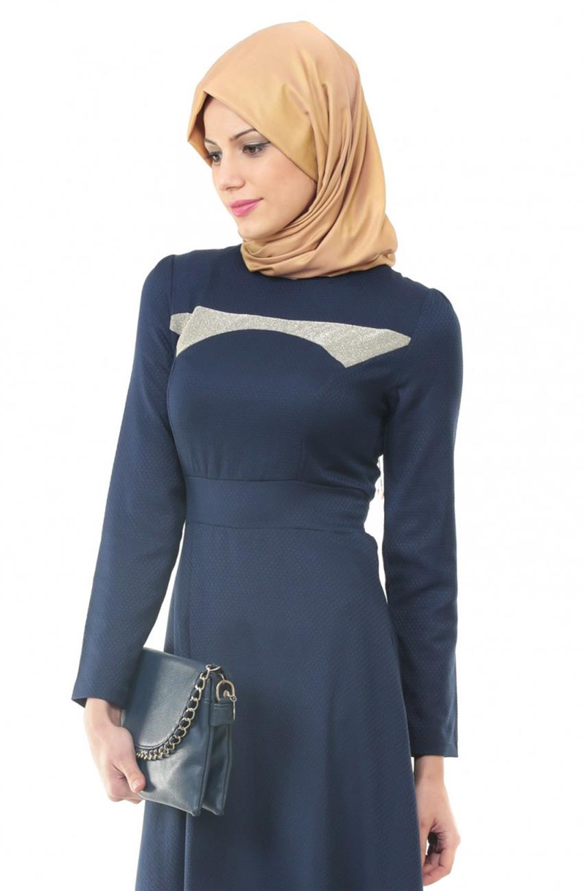 Ameerah Kloş Lacivert Elbise 5908-17