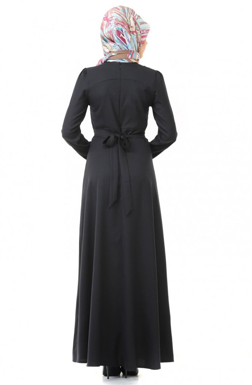 Ameerah Kloş Siyah Elbise 5908-01