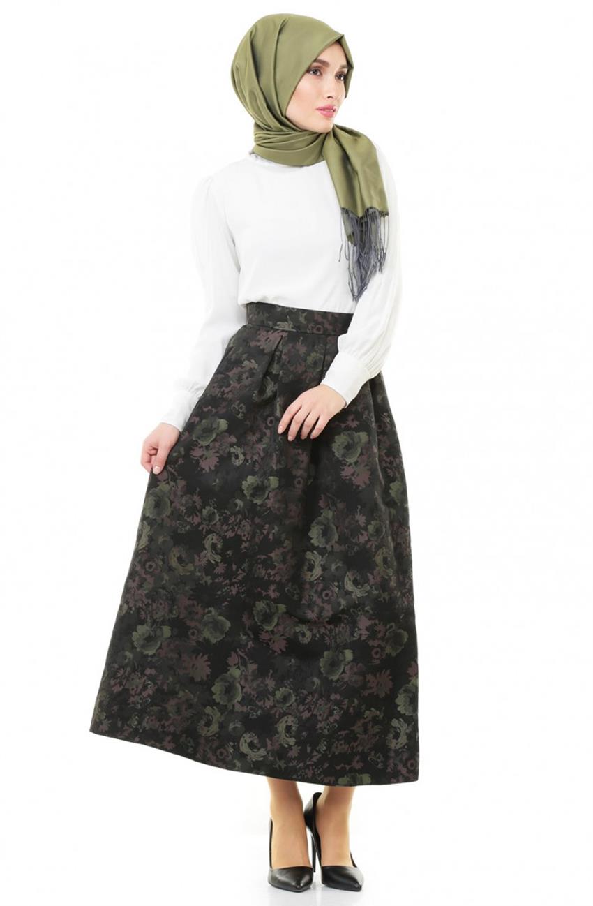 Skirt-Black Green 1025-0121