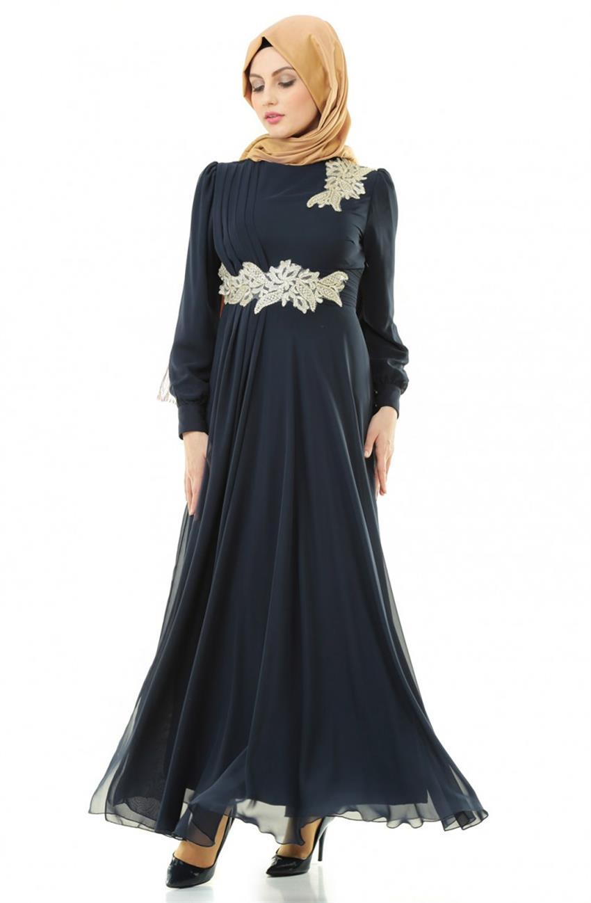 Evening Dress Dress-Navy Blue 7009-17
