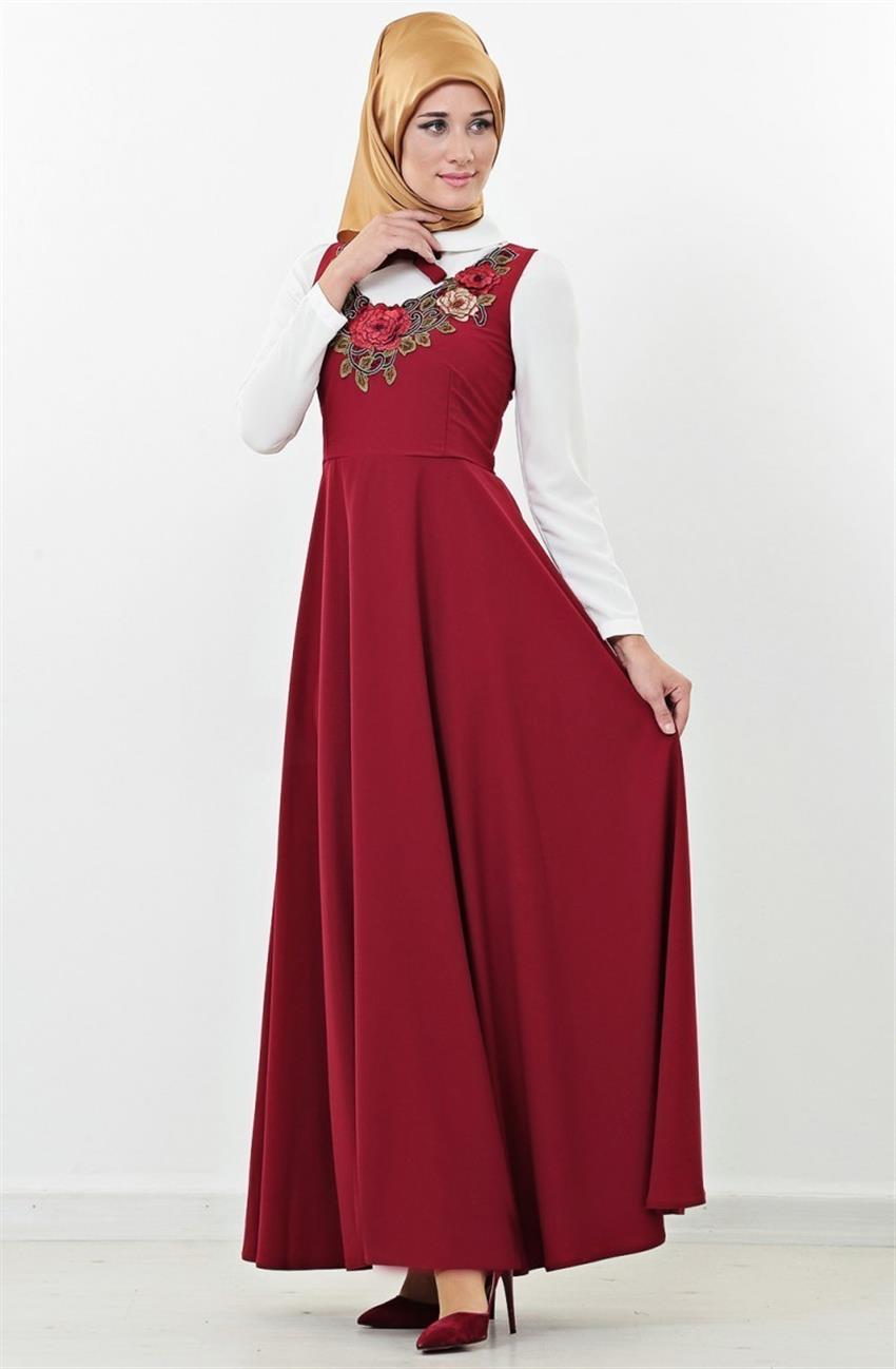 Kloş Kesim Elbise Bordo Takım 1537-67