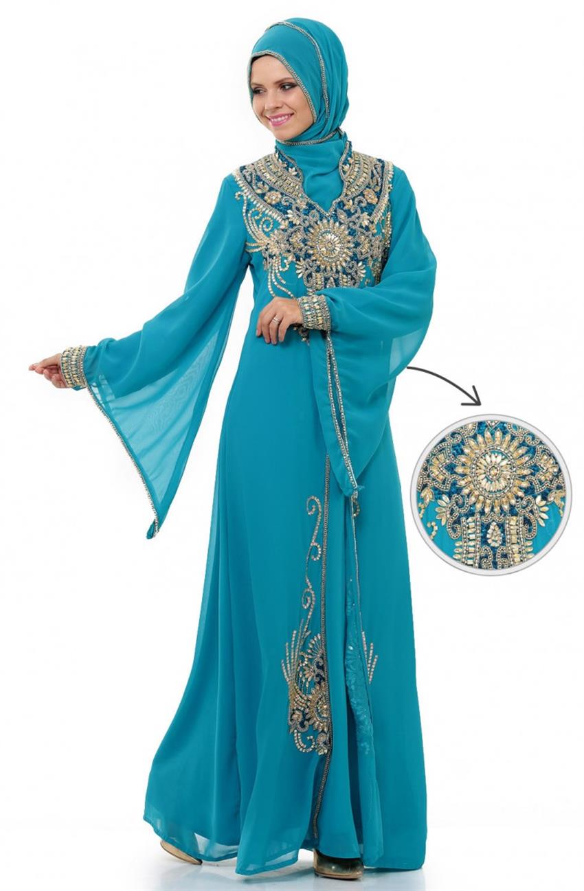 Evening Dress Dress-Turquoise 3750-19