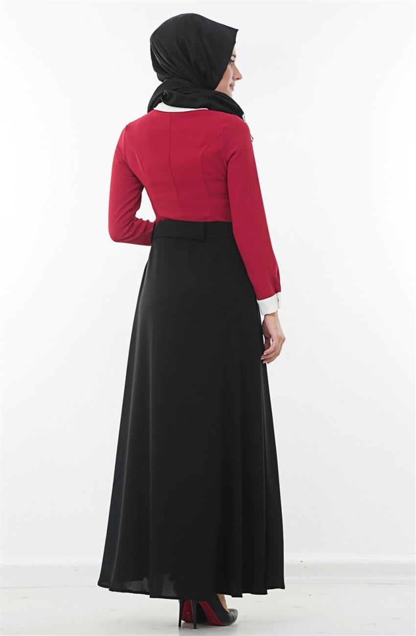 Özne Olmak Sivri Yaka Kloş Kırmızı Elbise K156001-34
