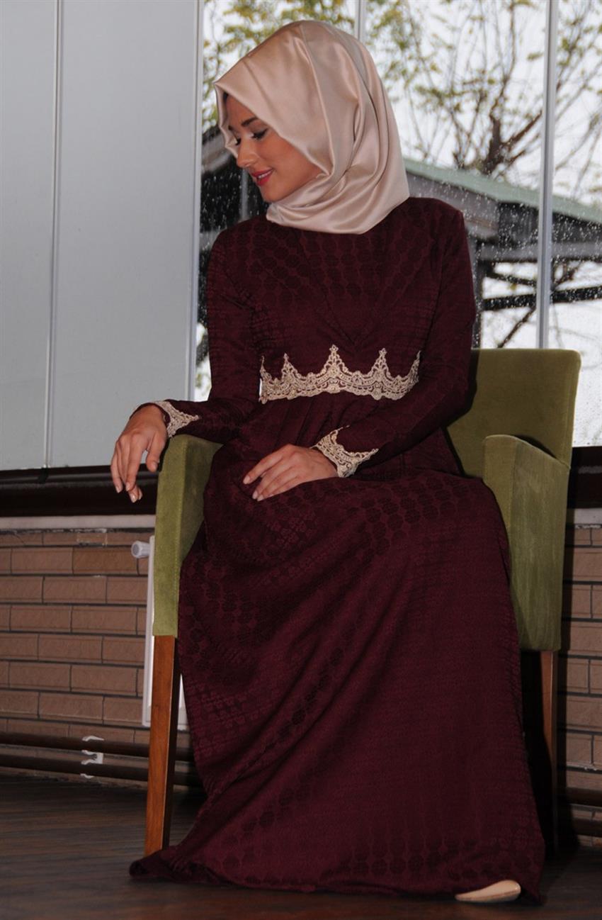 Ara Zeynep Bilyay فستان-بوردو EL005-67