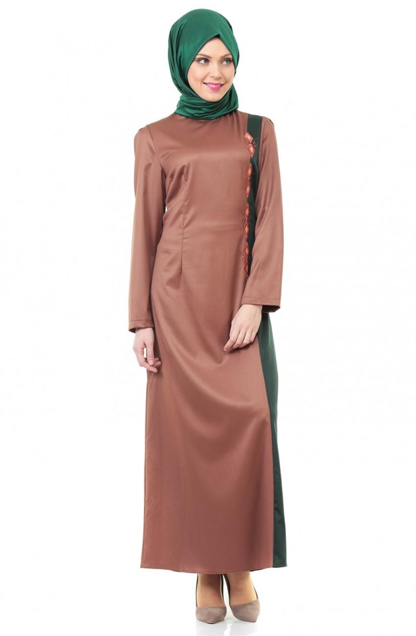 فستان-بني أخضر ar-7044-6821