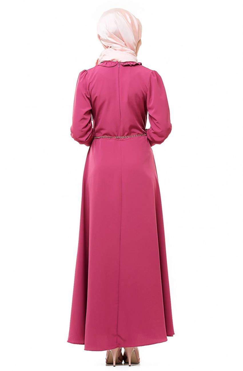 Drape Detaylı Vişne Elbise 1573-61