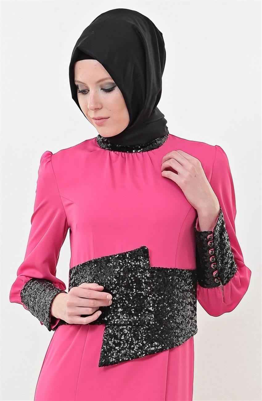 Evening Dress Dress-Fuchsia Black 4357-008-4301