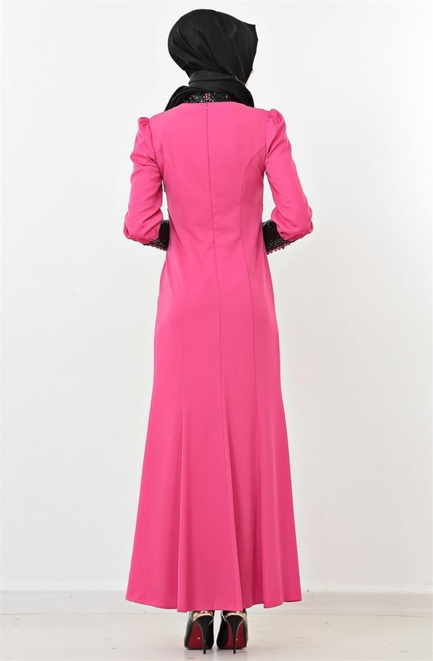 Evening Dress Dress-Fuchsia Black 4357-008-4301