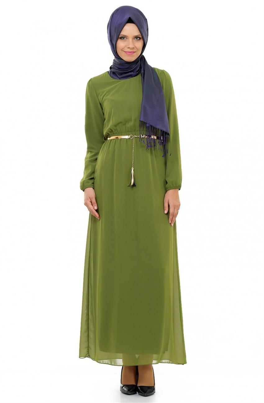 Şifon Elbise-Fıstık Yeşili 3004-23