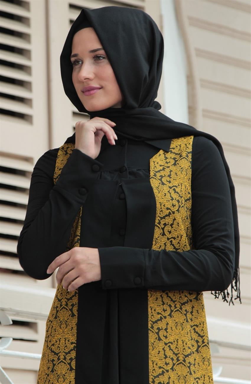 Ara Zeynep Bilyay Vest-Mustard Black Y8-5501