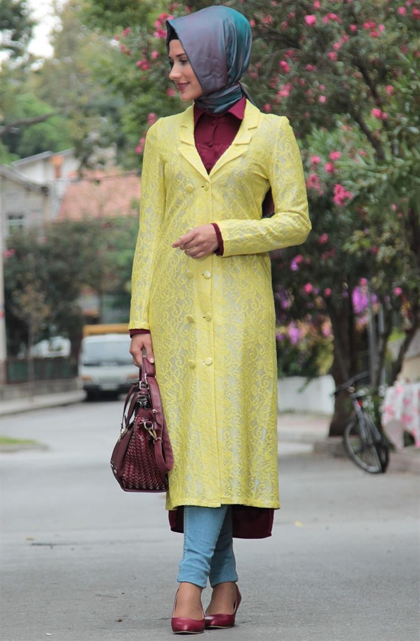 Ara Zeynep Bilyay Desenli Sarı Ceket C2-29