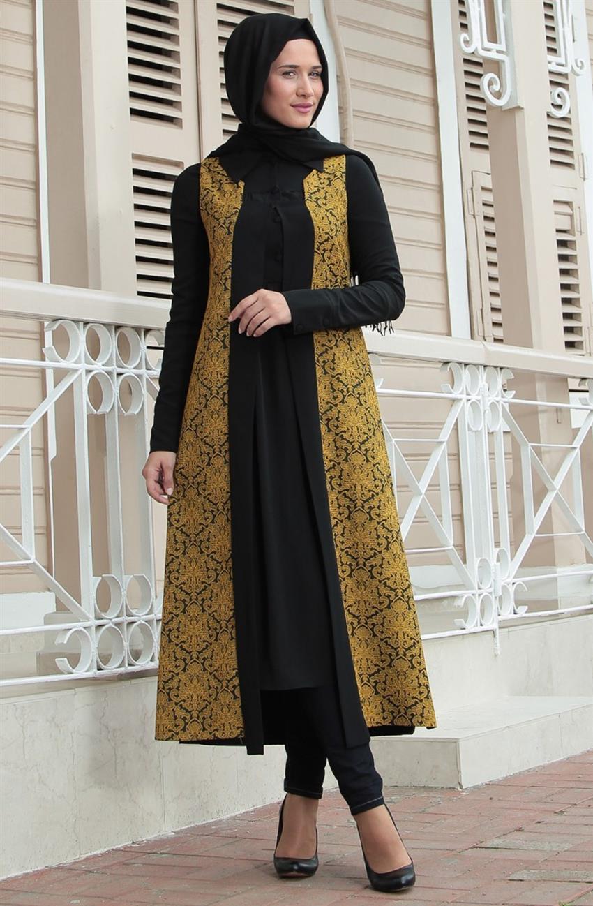 Ara Zeynep Bilyay Vest-Mustard Black Y8-5501