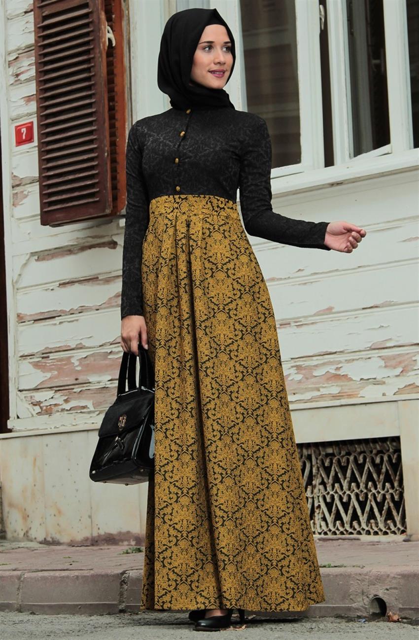 Ara Zeynep Bilyay Dress-Mustard Black E25-5501