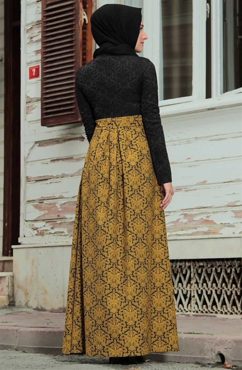 Ara Zeynep Bilyay فستان-خردل أسود E25-5501
