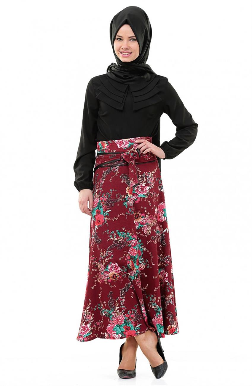 Moda Şahika Skirt-Claret Red 600-67