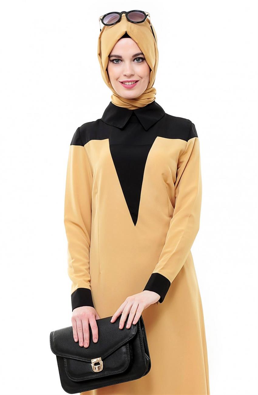 Sarı Elbise Siyah 33008-2901
