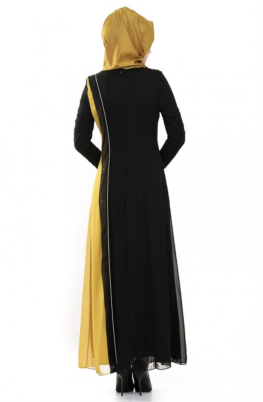 فستان-أسود أخضر ARM422-0123