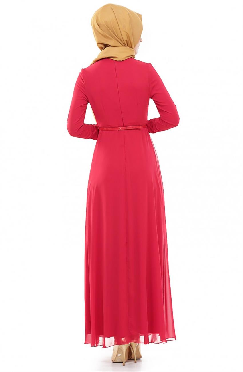 Şifon Abiye Kırmızı Elbise ARM432-34
