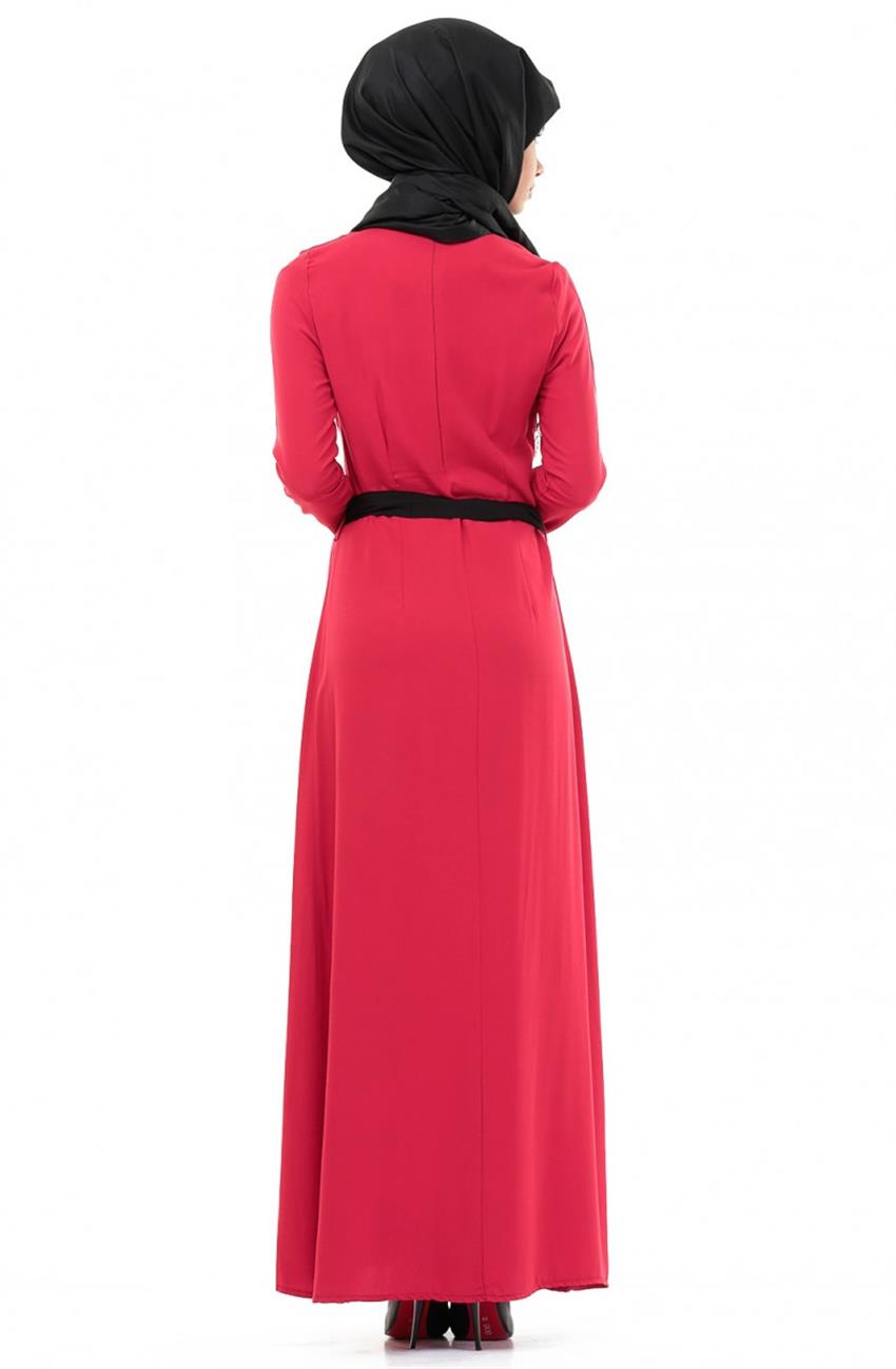 Kırmızı Elbise Siyah 9999-3401