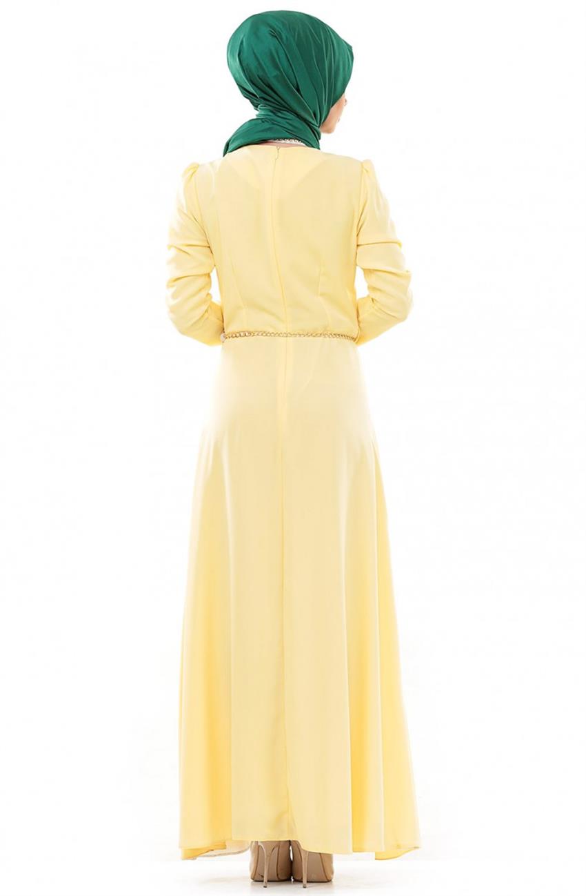 Kloş Kesim Sarı Elbise 3635-29
