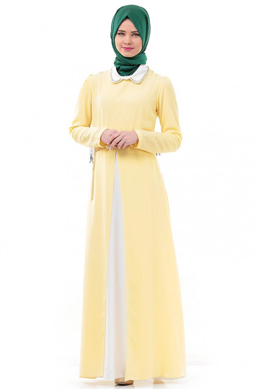 Kloş Kesim Sarı Elbise 3635-29