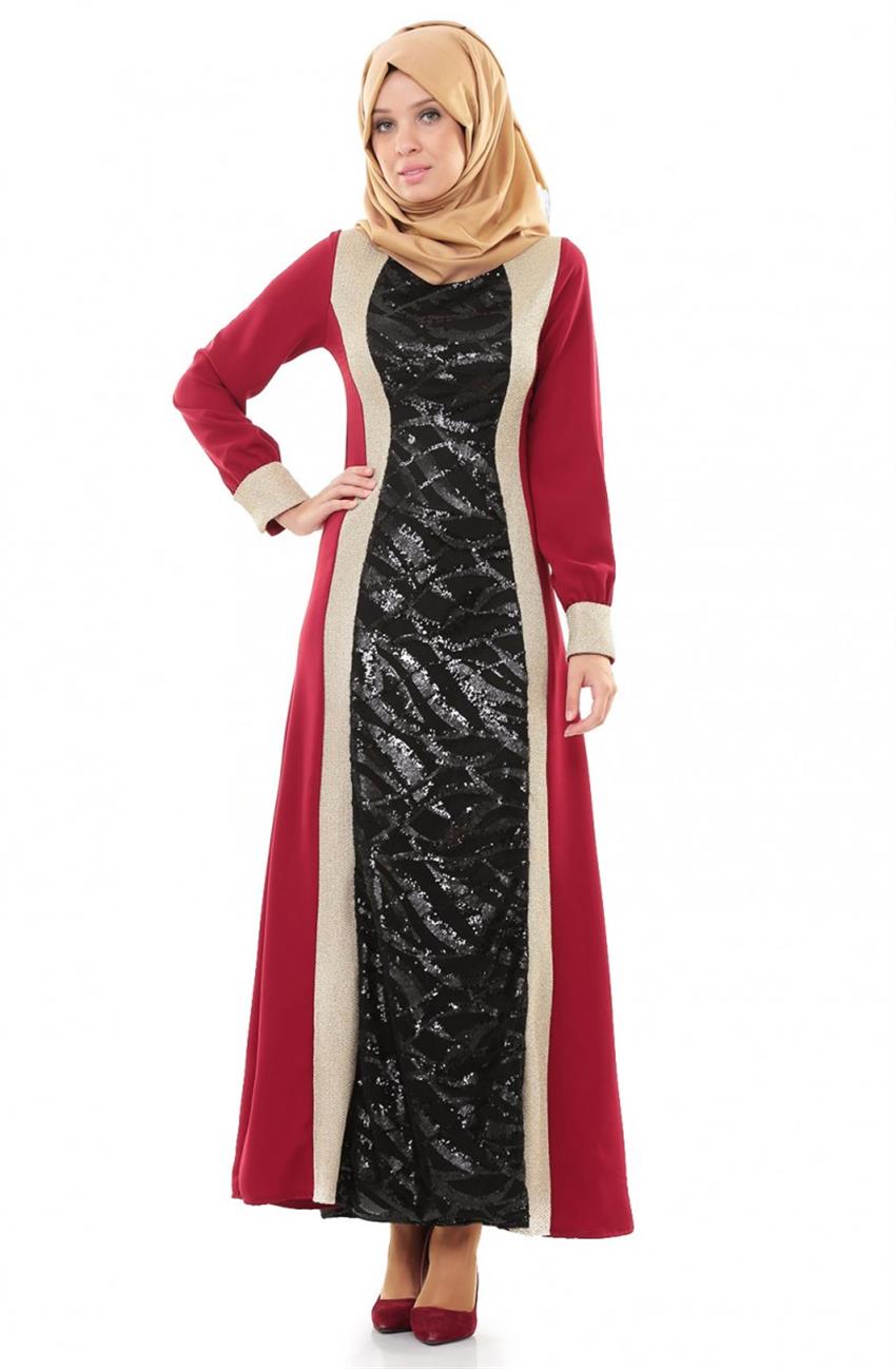 Evening Dress Dress-Claret Red 8613-67