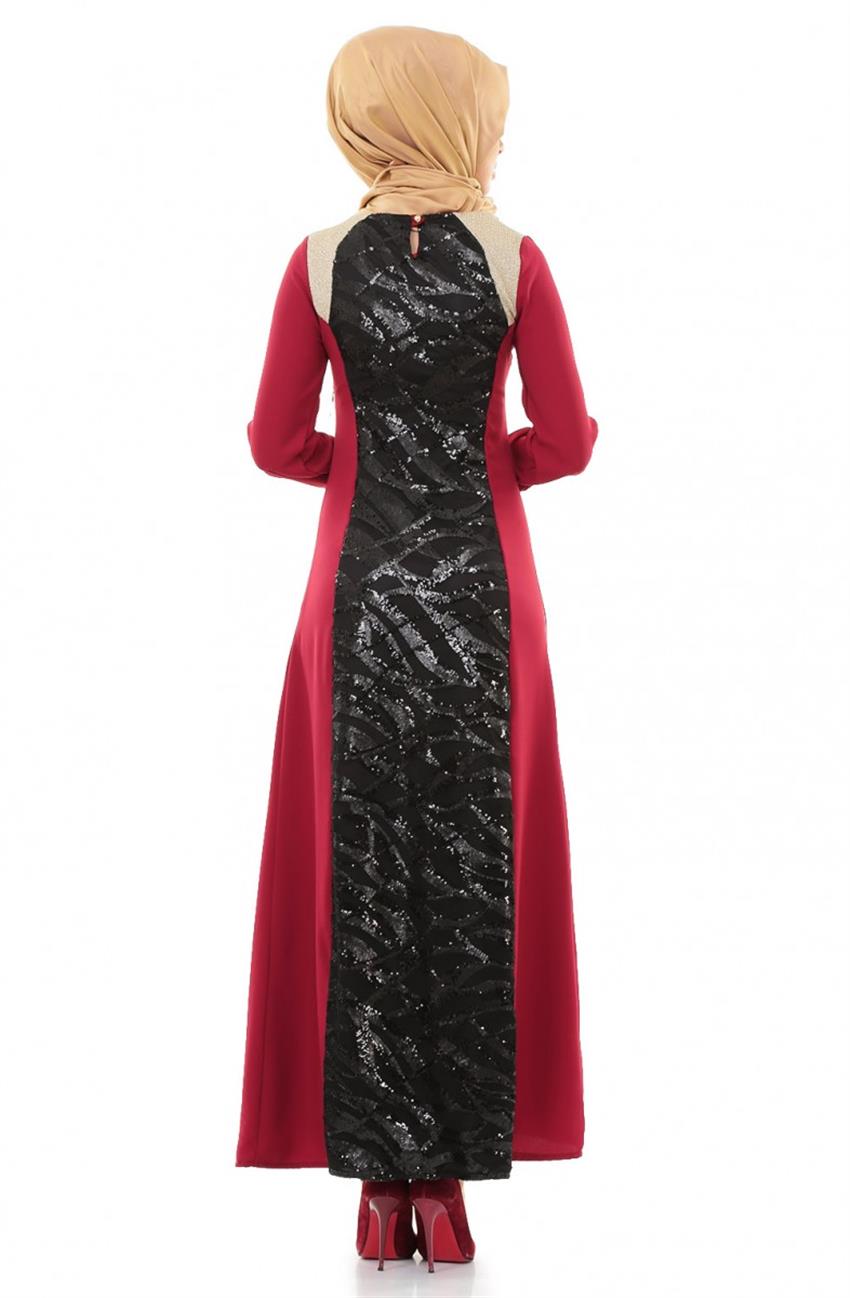 Evening Dress Dress-Claret Red 8613-67
