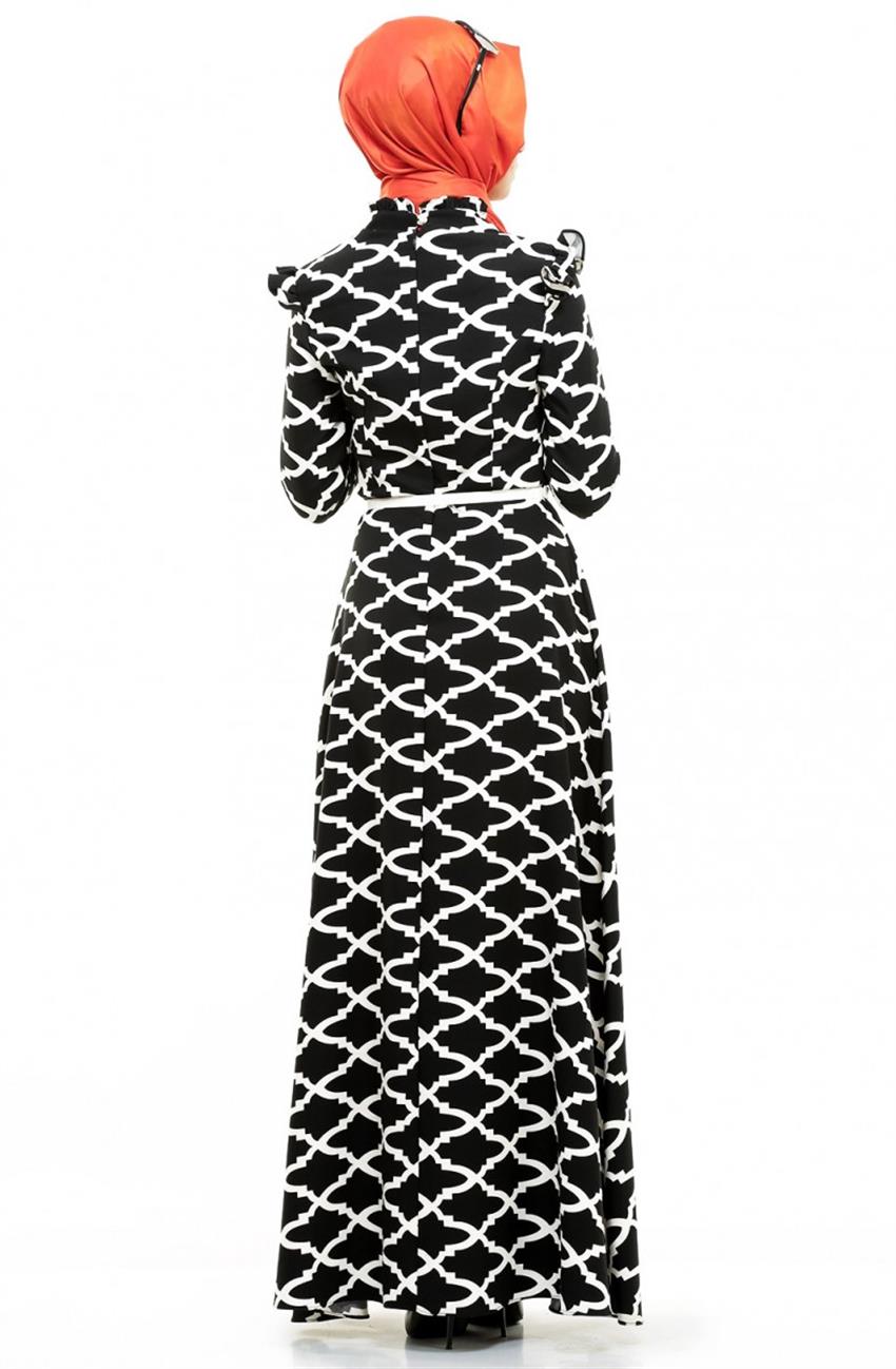فستان-أسود أبيض LR1557-0102