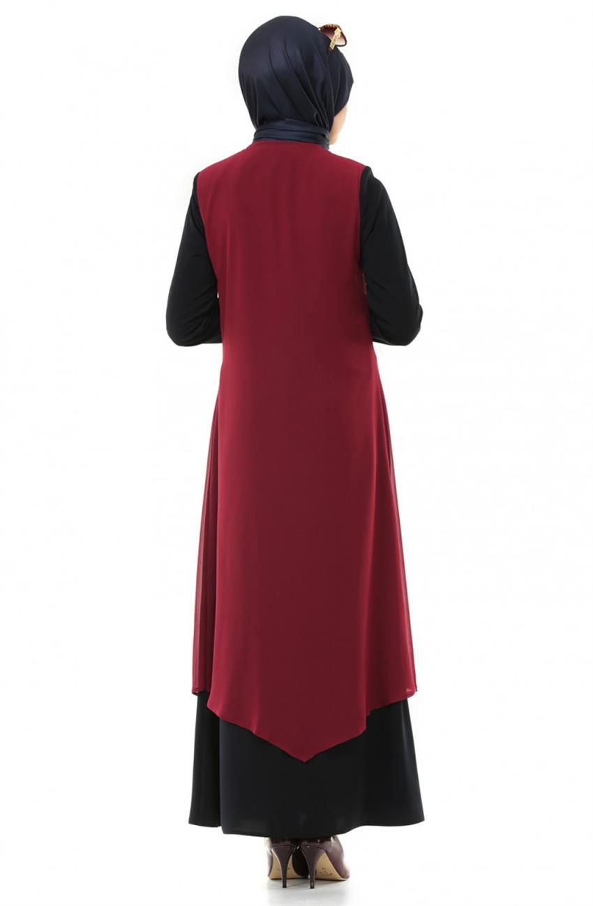 Abaya-Claret Red Black 750-01-6701