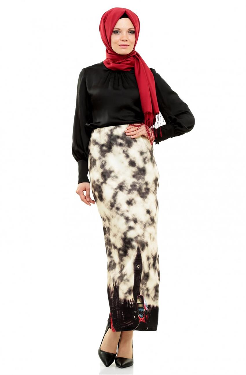 Skirt-Cream Black 1100-1201